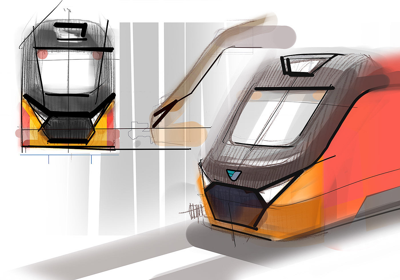 train，Hand drawn，Render，