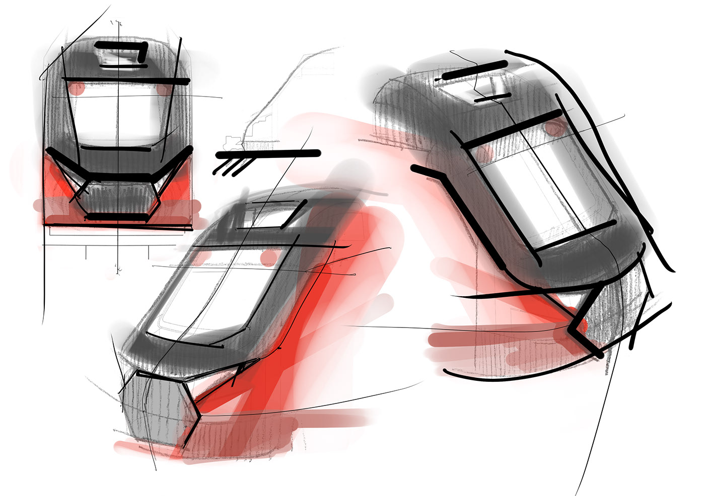 train，Hand drawn，Render，