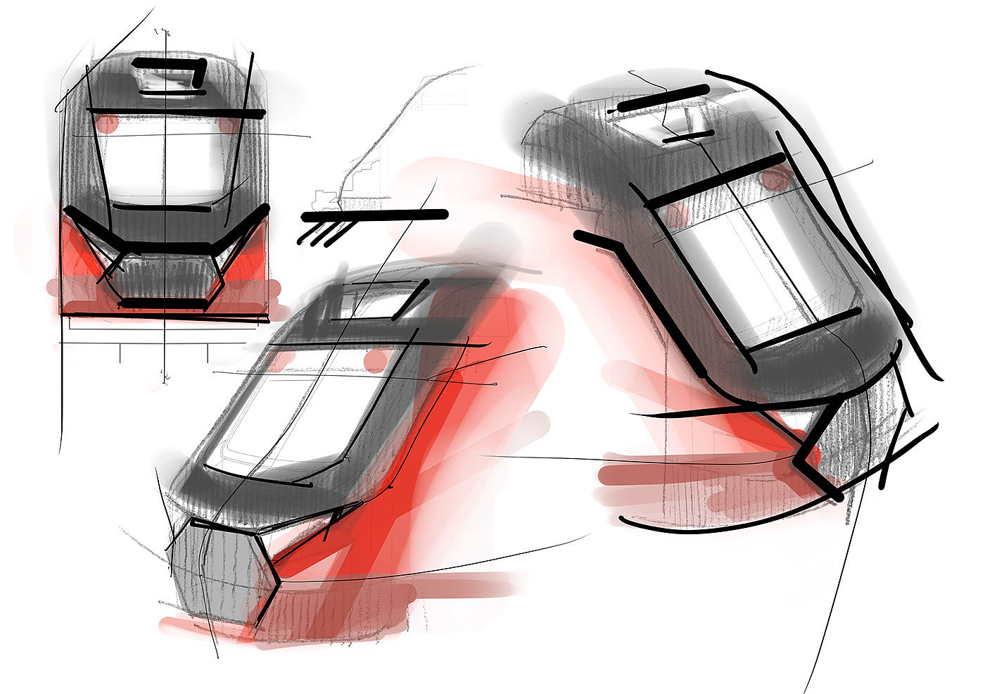 train，Hand drawn，Render，
