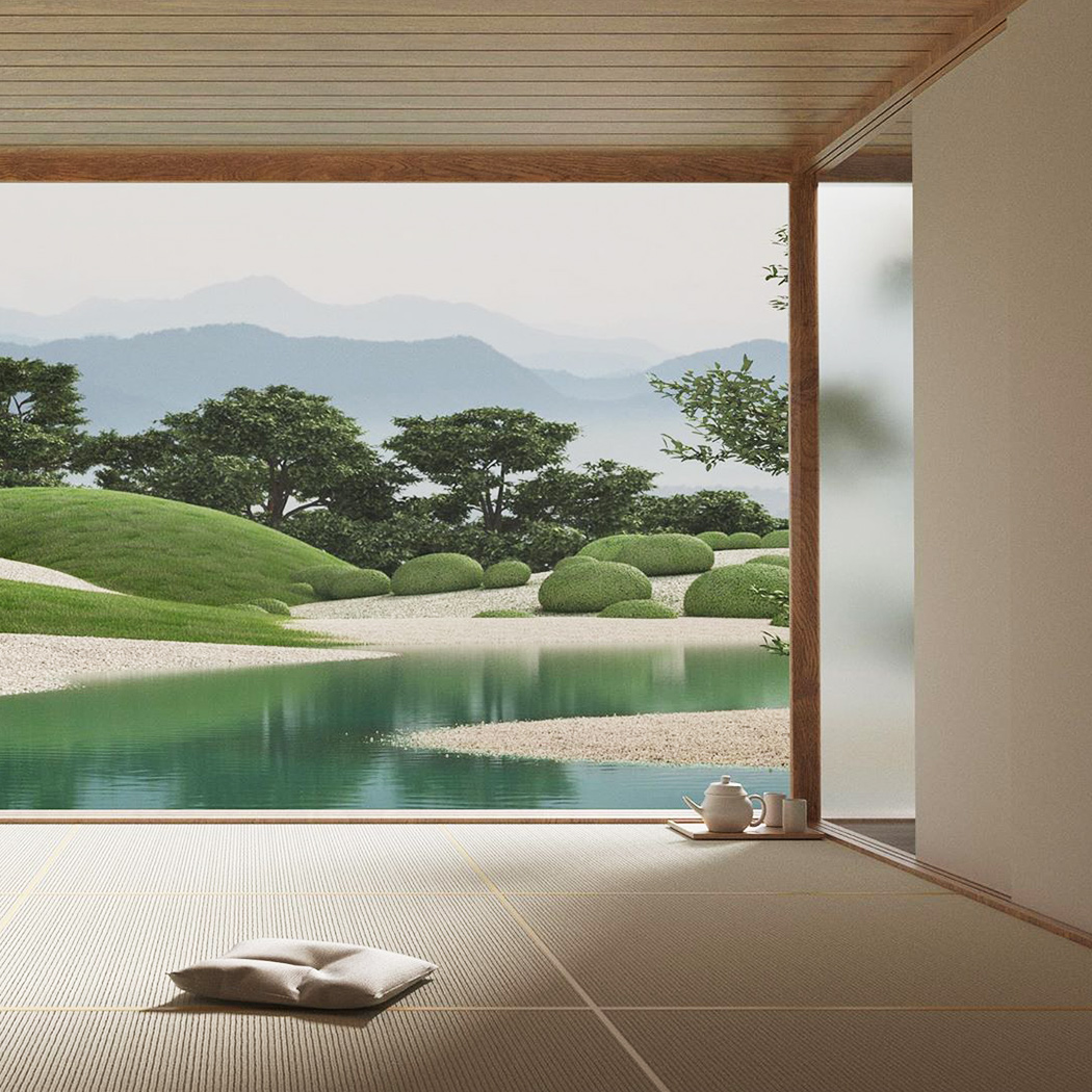 Render，Architecture，quiet，Zen，solar system，