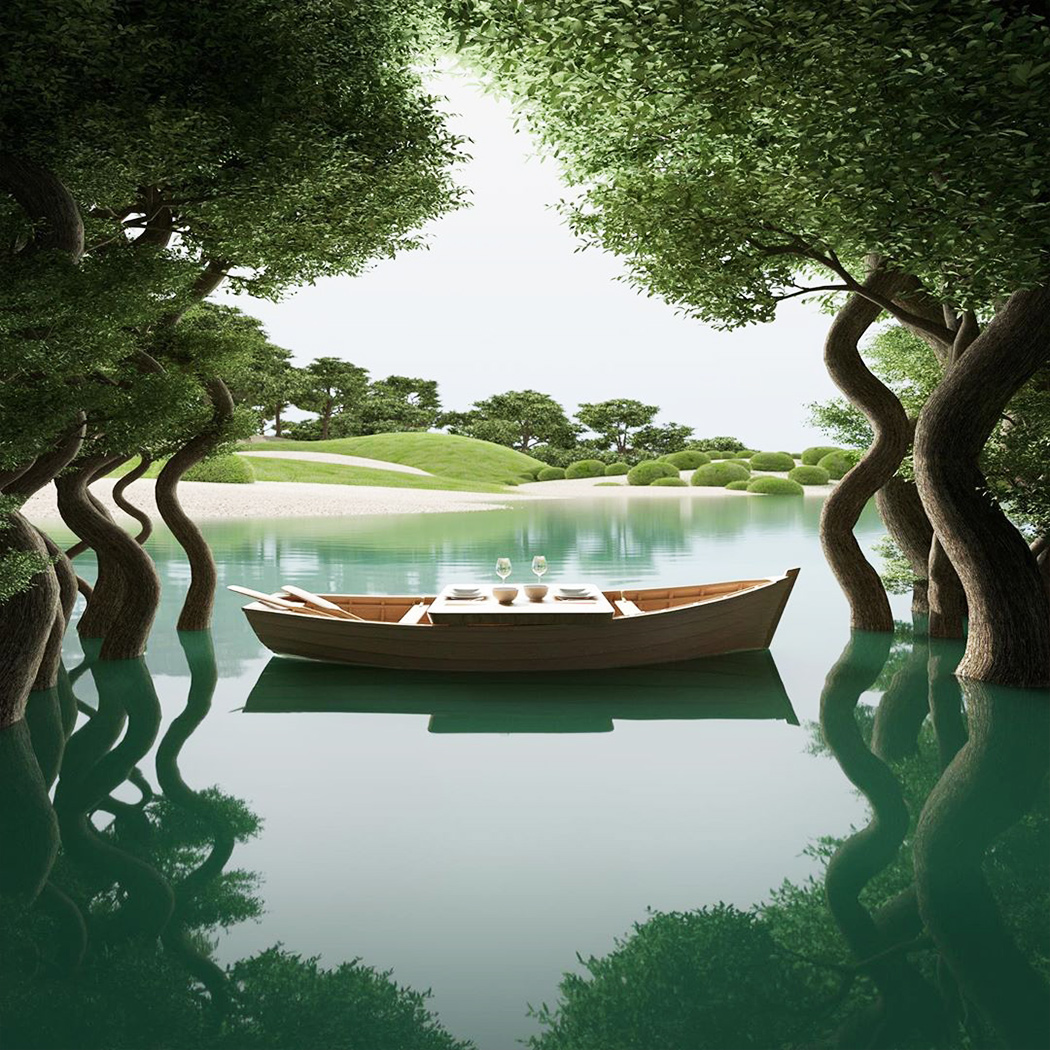 Render，Architecture，quiet，Zen，solar system，