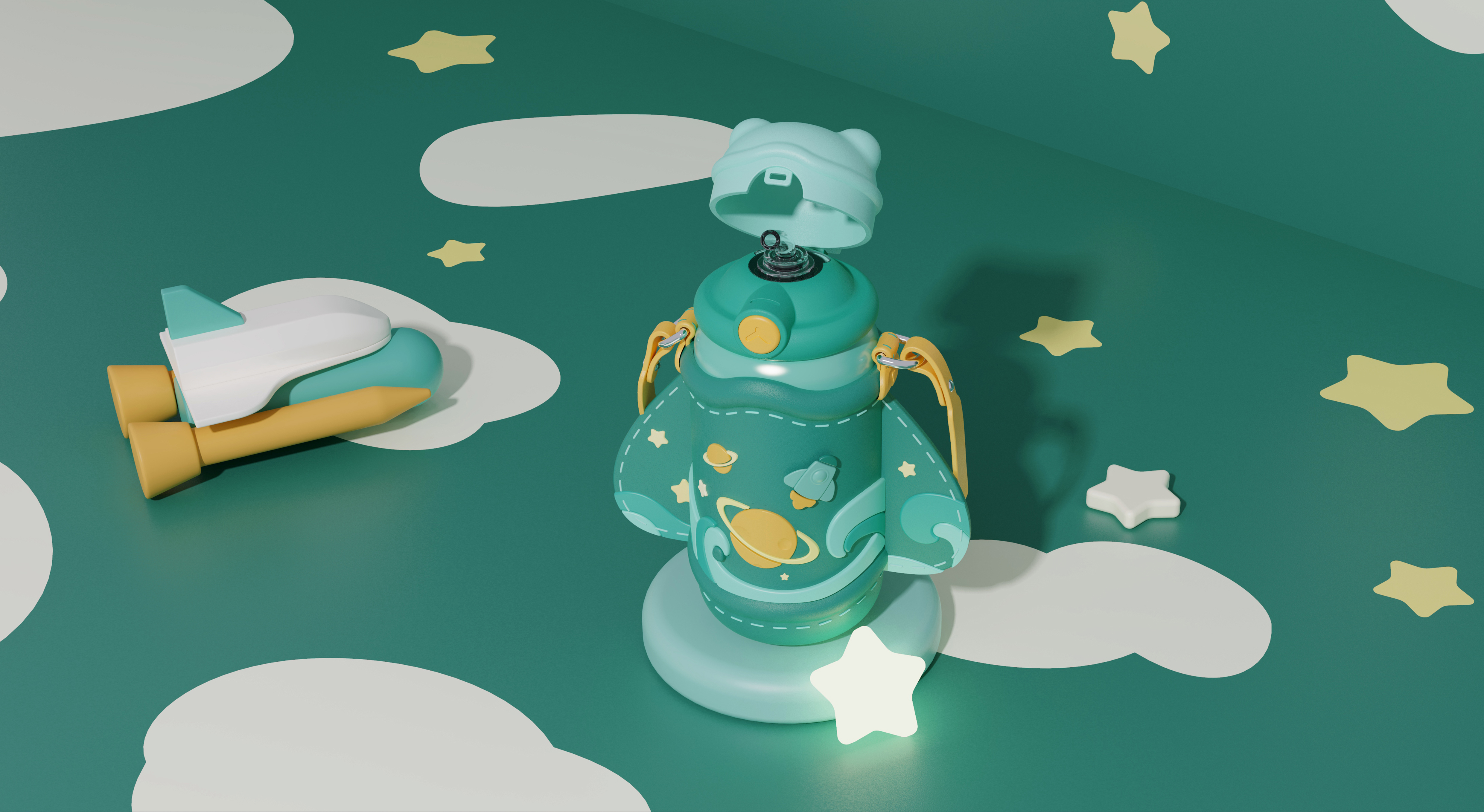 Children's pot，bear，glass，