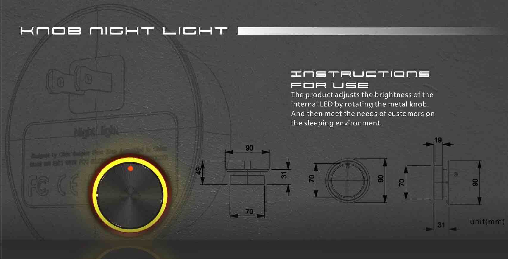 Night light，knob，