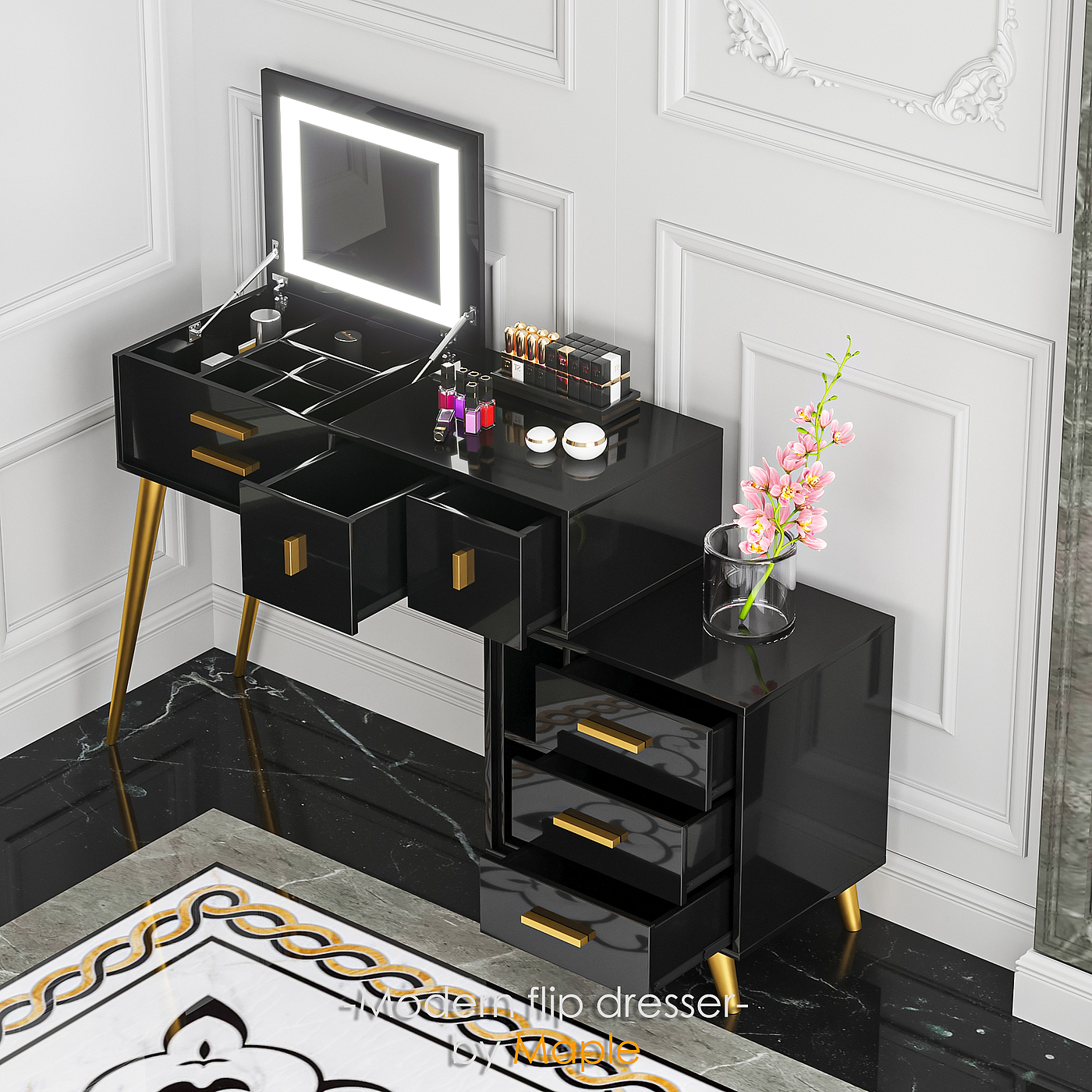 家具，梳妆台，效果图，3d，corona，