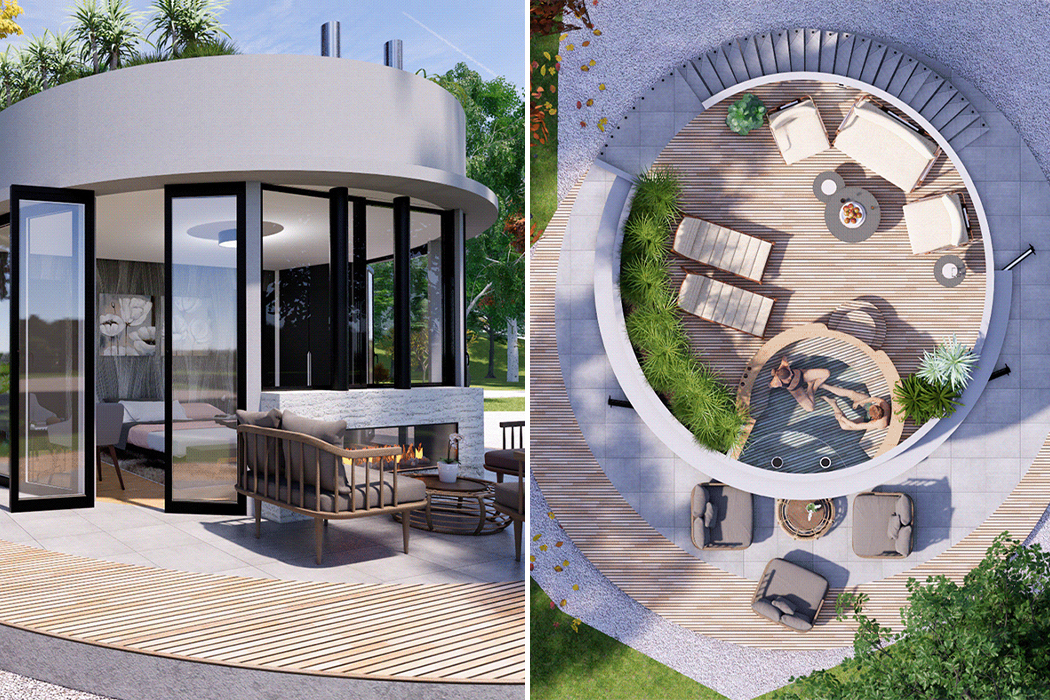 Vacation house，Terrace，white，circular，