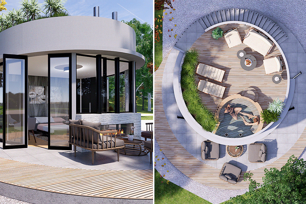 Vacation house，Terrace，white，circular，