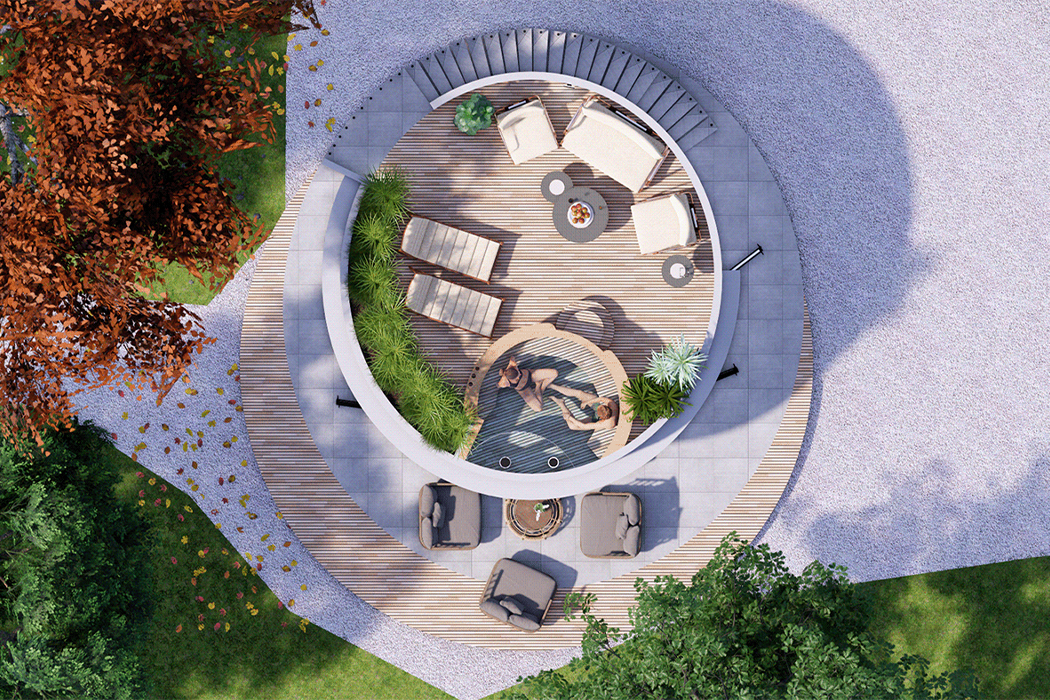 Vacation house，Terrace，white，circular，