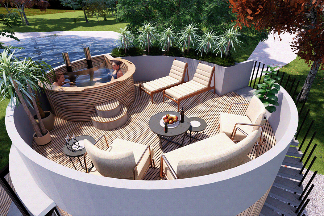 Vacation house，Terrace，white，circular，