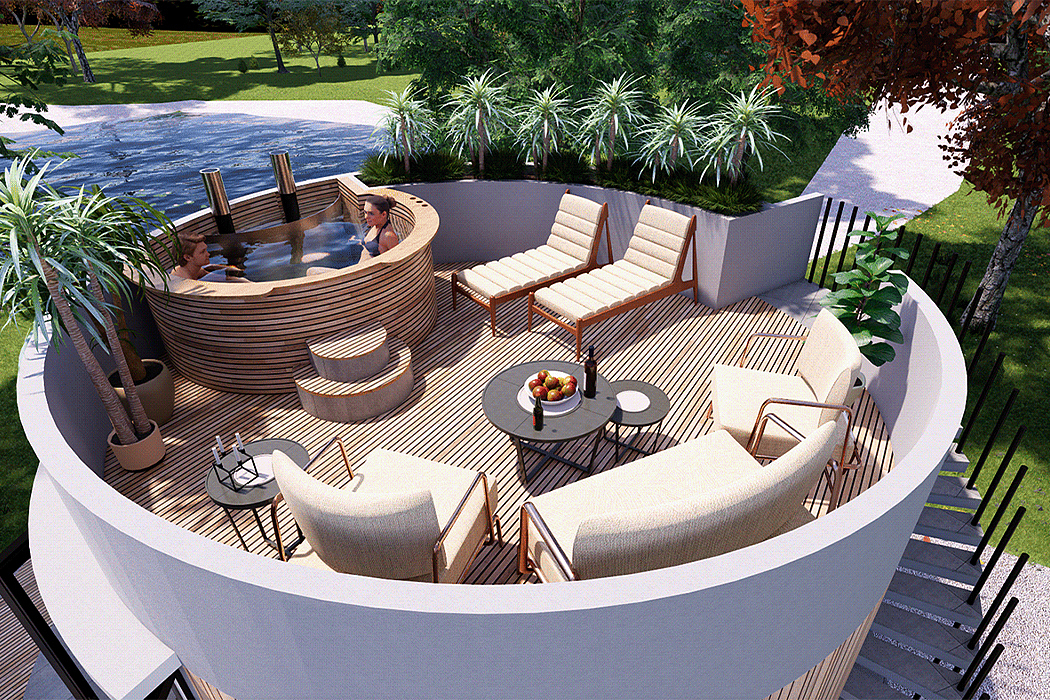 Vacation house，Terrace，white，circular，