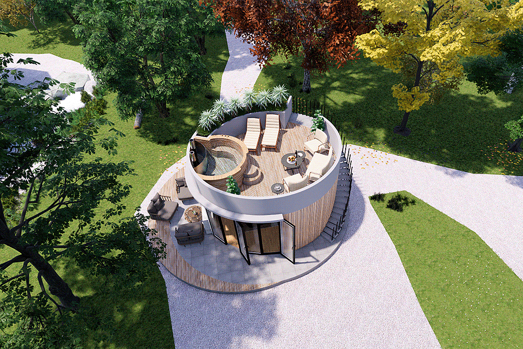 Vacation house，Terrace，white，circular，