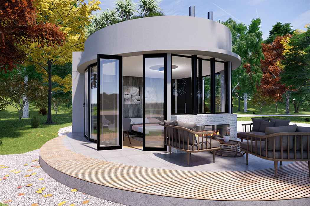 Vacation house，Terrace，white，circular，