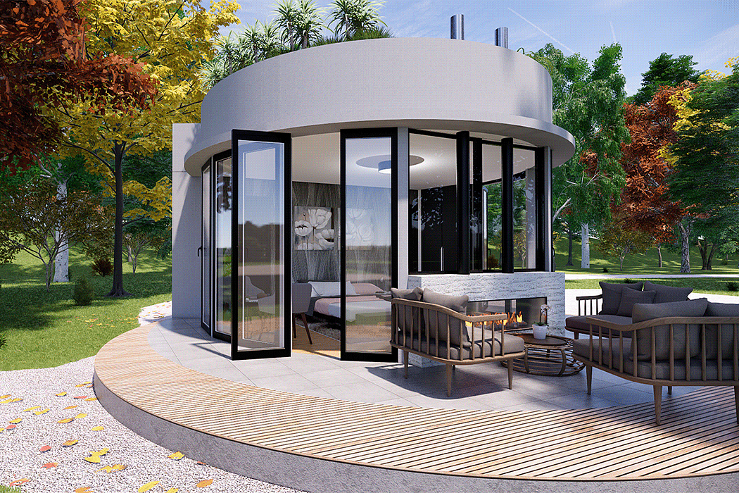 Vacation house，Terrace，white，circular，
