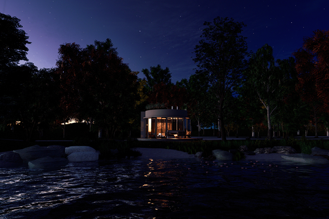 Vacation house，Terrace，white，circular，