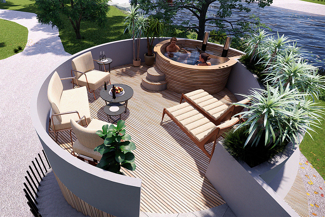 Vacation house，Terrace，white，circular，