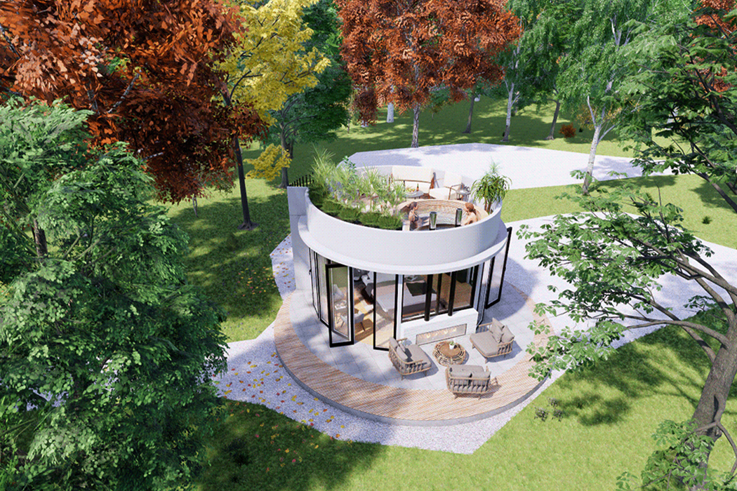 Vacation house，Terrace，white，circular，