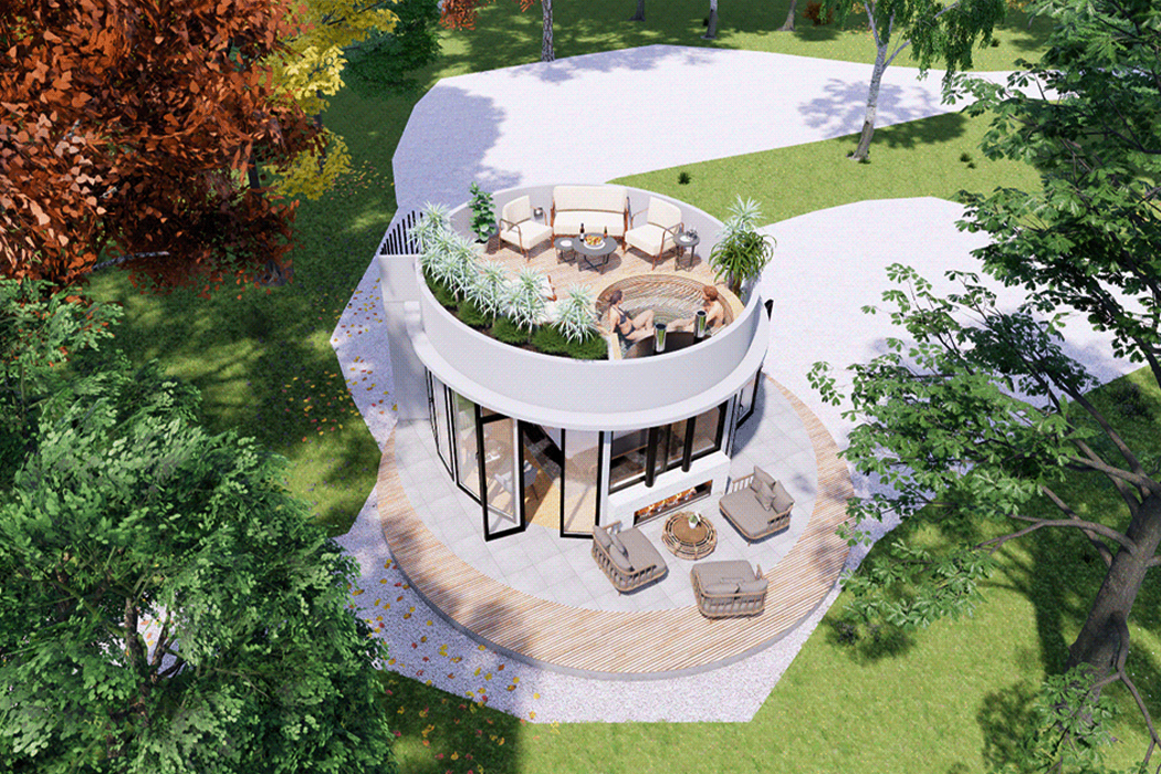 Vacation house，Terrace，white，circular，