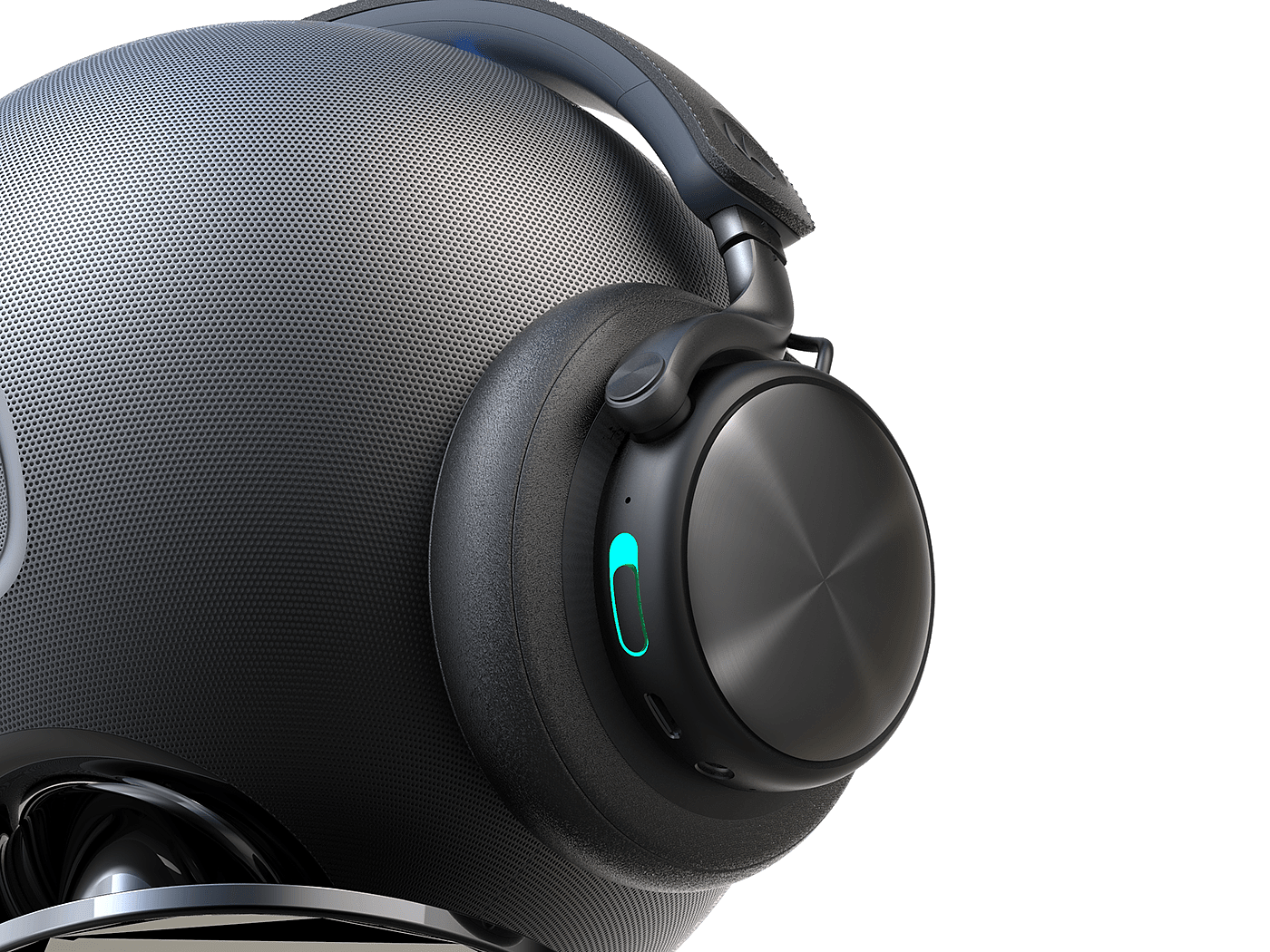 headset，speaker，Bluetooth，black，spherical，