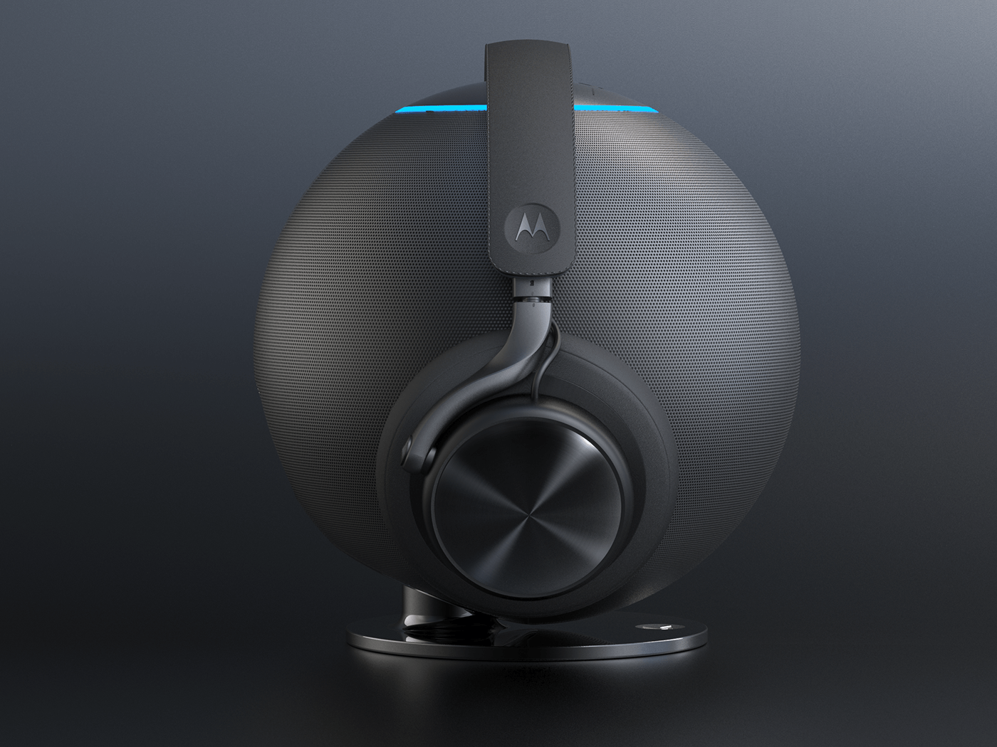 headset，speaker，Bluetooth，black，spherical，