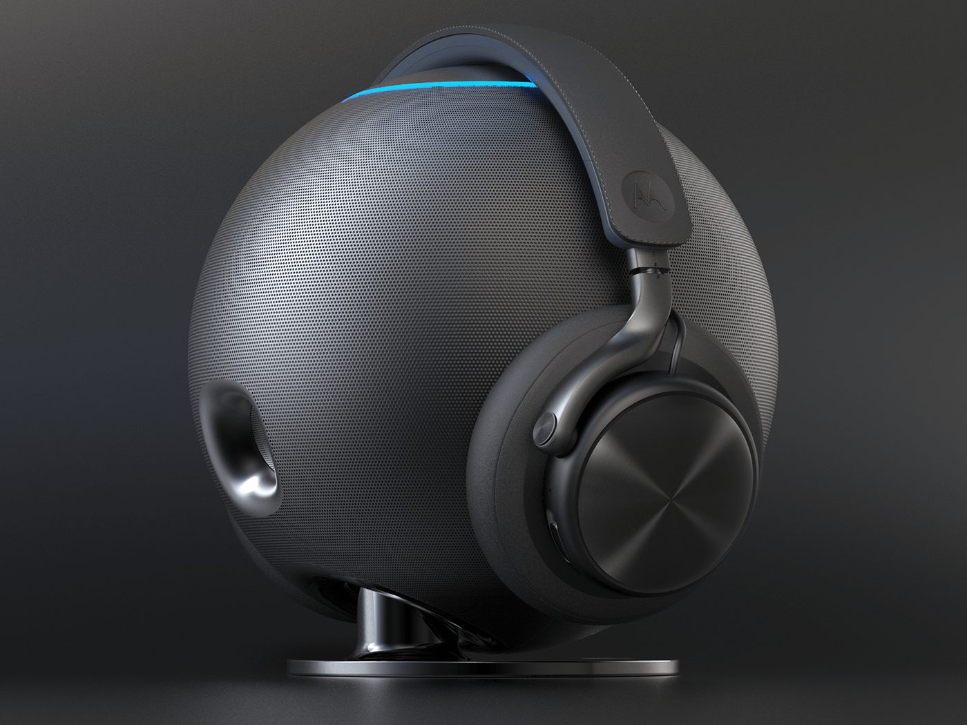 headset，speaker，Bluetooth，black，spherical，