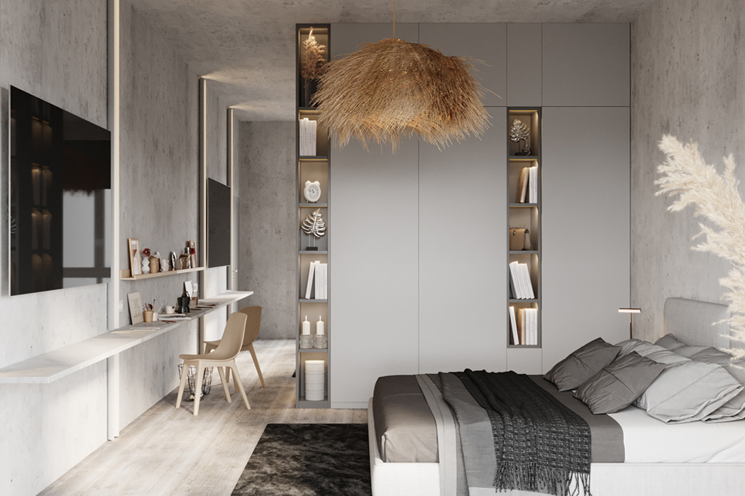 bedroom，Background wall，Interior design，fashion，