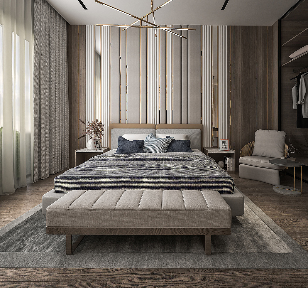 bedroom，Background wall，Interior design，fashion，