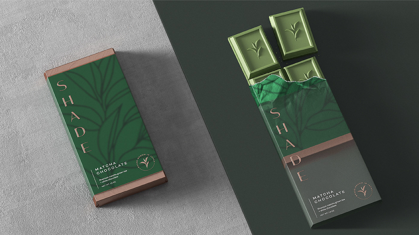 Shade Matcha，绿茶，现代，包装，