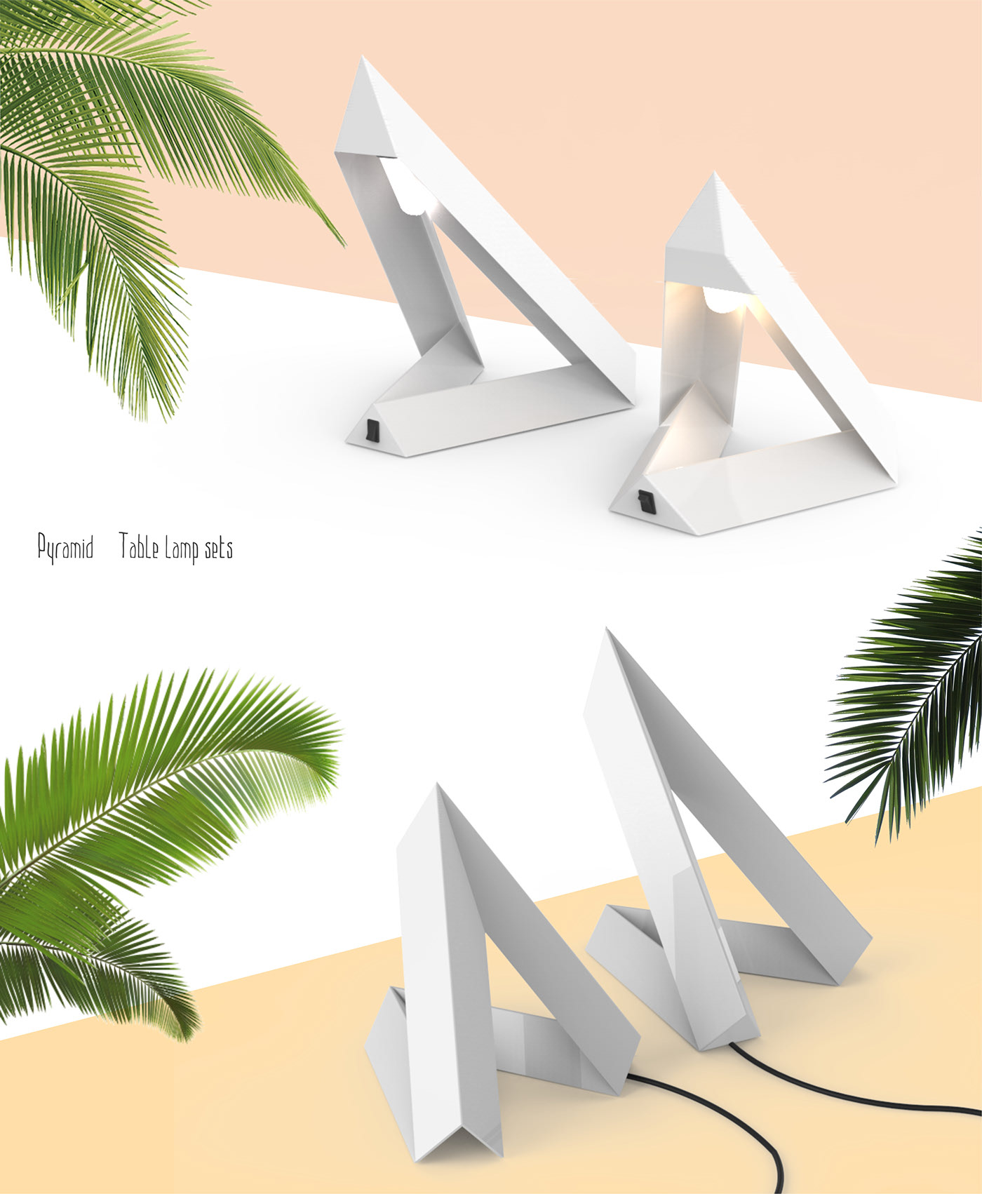 Desk lamp，geometry，Pyramid，