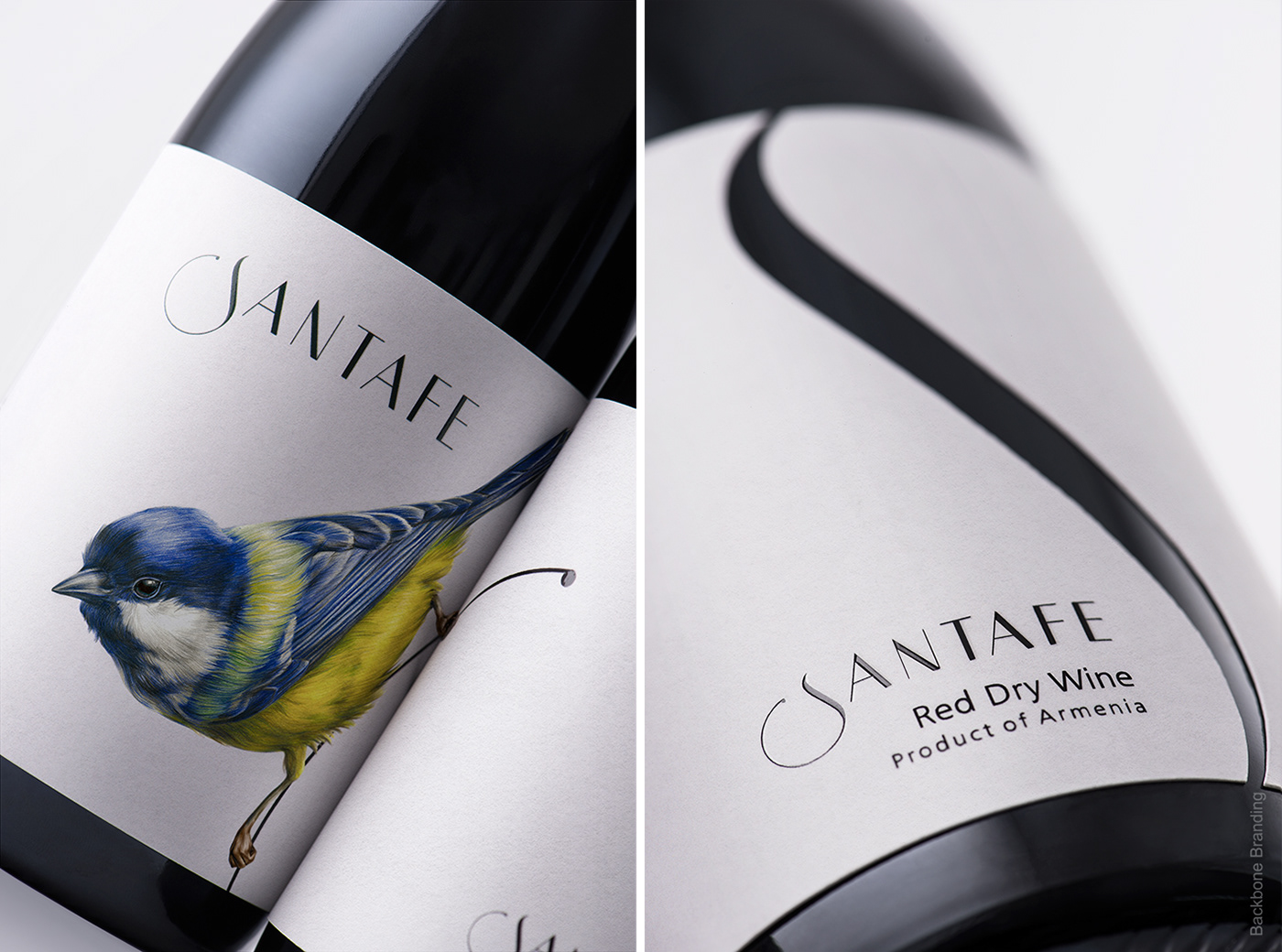 Santafe wine，packing design，blue tit，