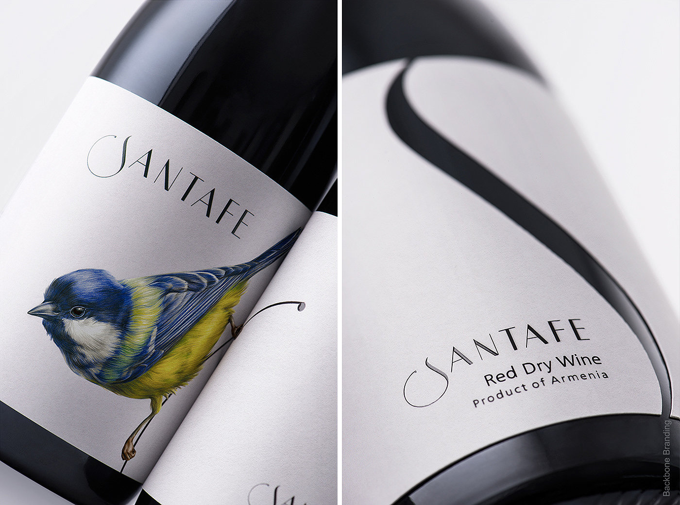 桑塔菲葡萄酒，包装设计，蓝山雀，