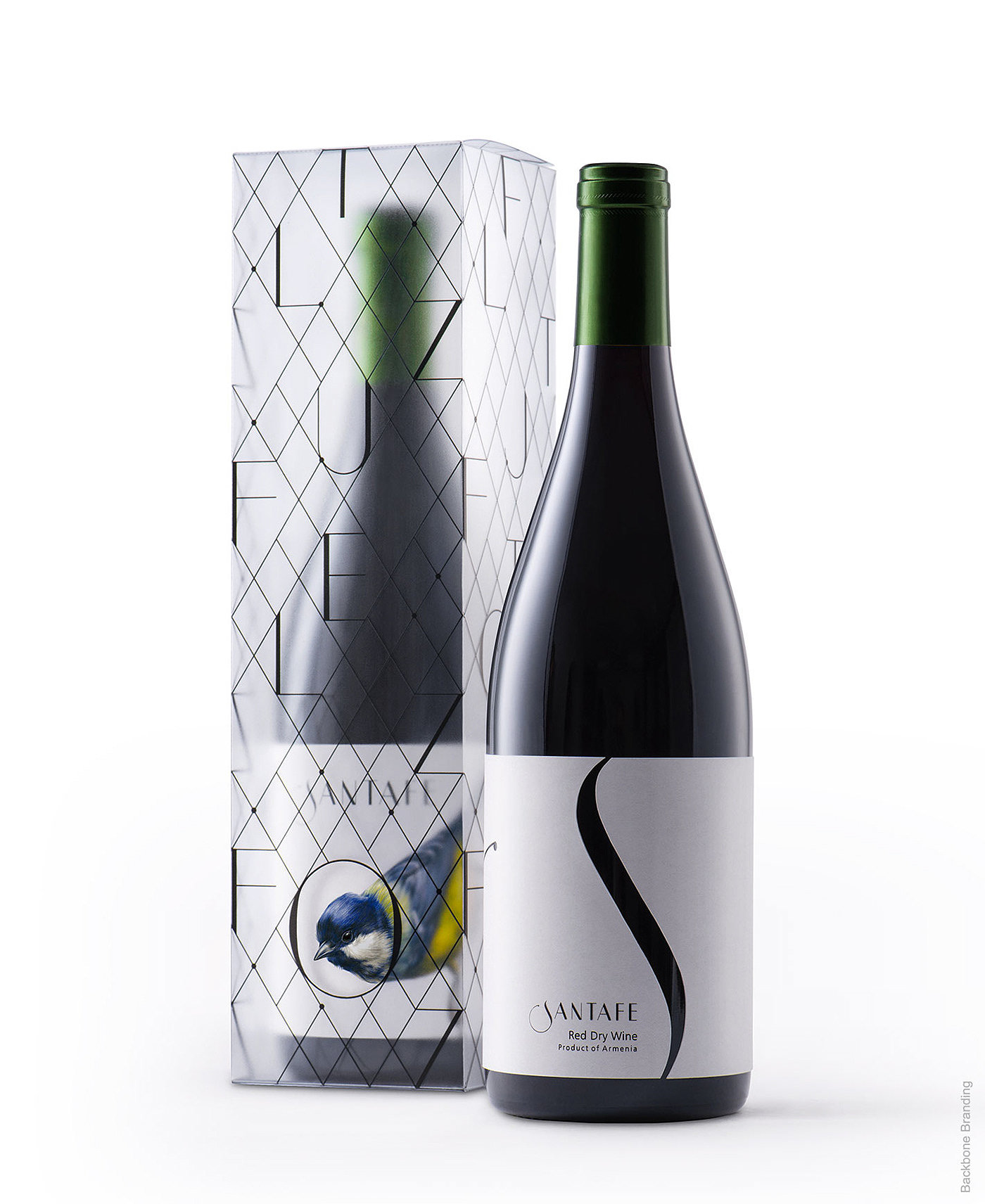 Santafe wine，packing design，blue tit，