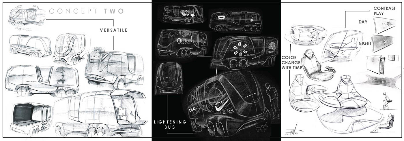 industrial design，Intelligent technology，Hand drawn expression，design sketch，Show truck design，