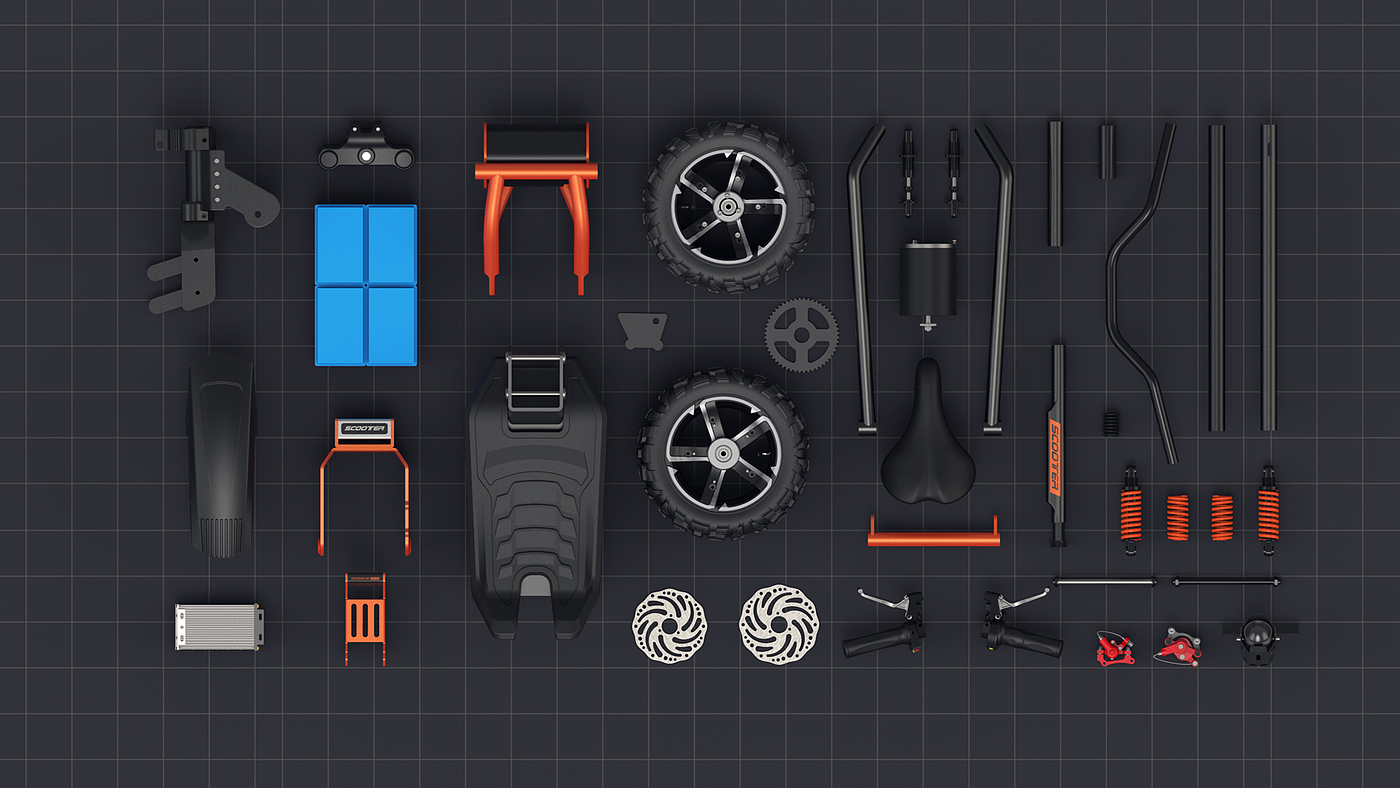 Scooter，Scooter design，Electric scooter，Design of electric scooter，Electric vehicle design，pxid，Design of transportation tools，