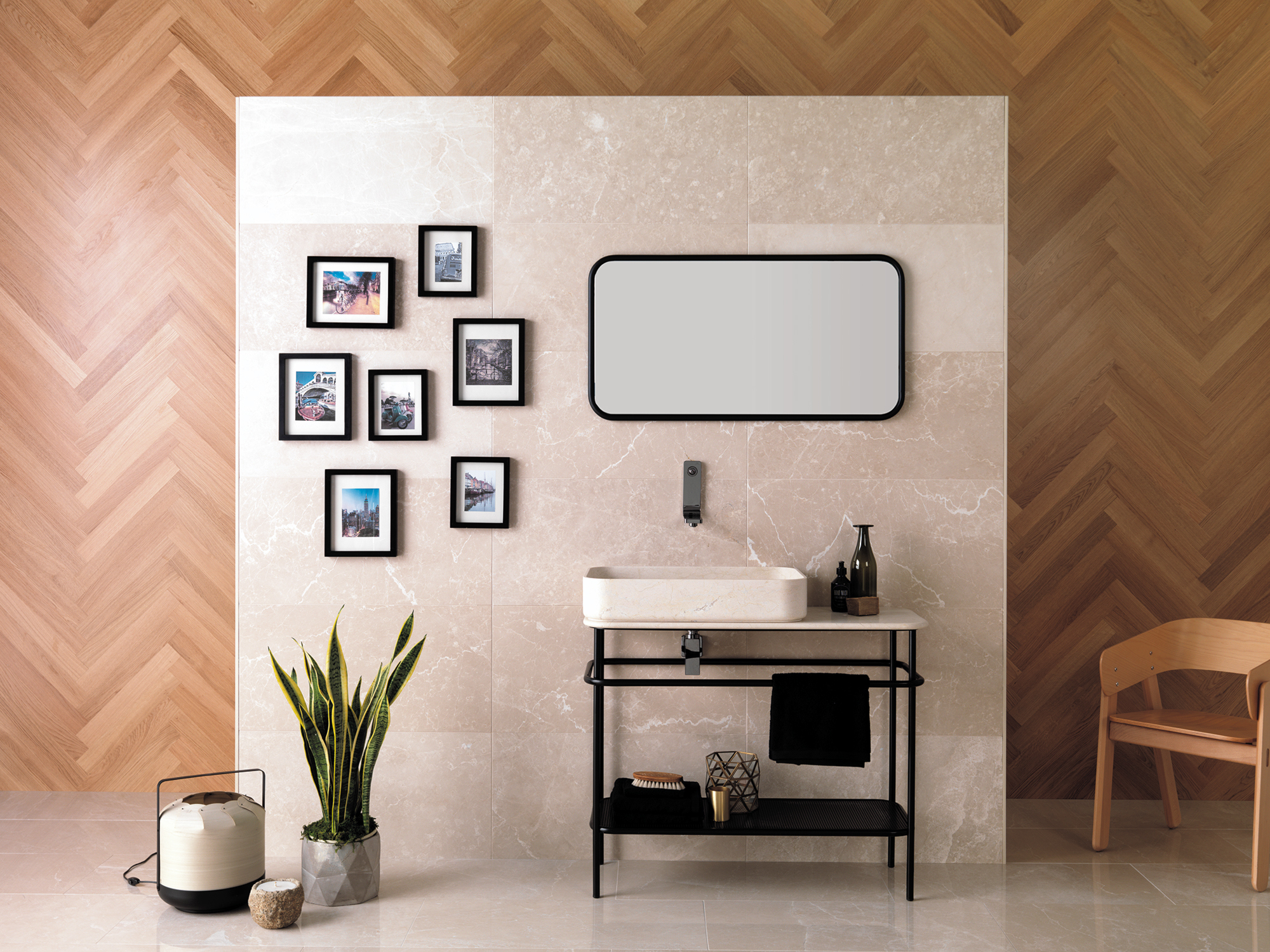 Marble，Simple structure，Double basin drawer，Lightweight，delicate，luxurious，