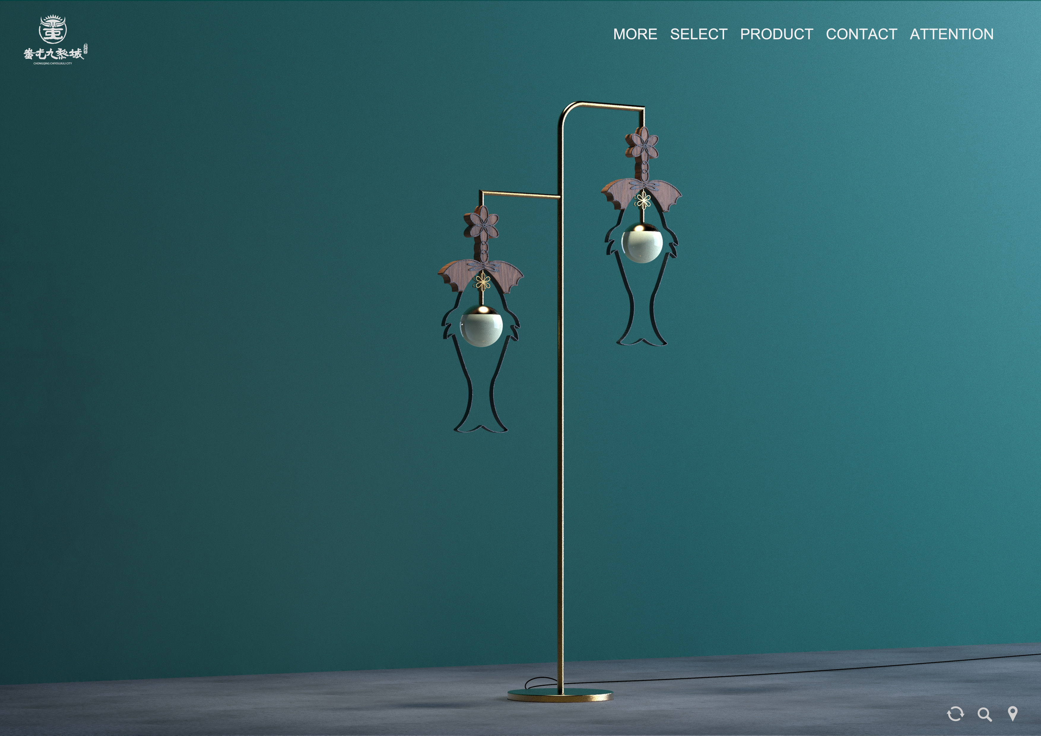 Floor lamp，Atmosphere lamp，Miao elements，fish patterns，Iron art，Simplicity，