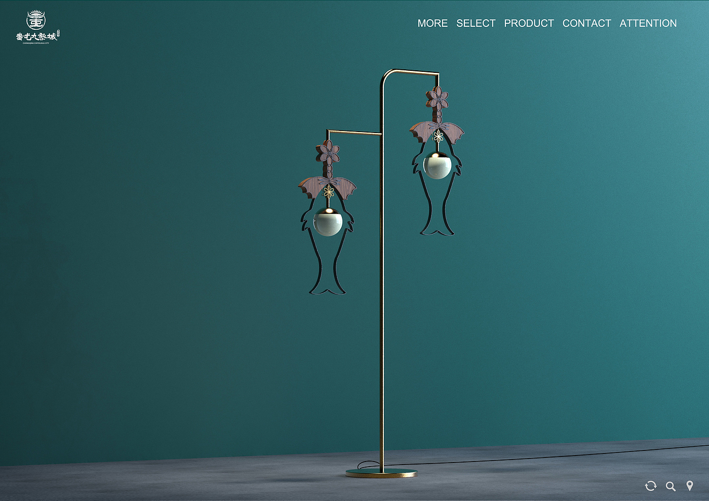Floor lamp，Atmosphere lamp，Miao elements，fish patterns，Iron art，Simplicity，