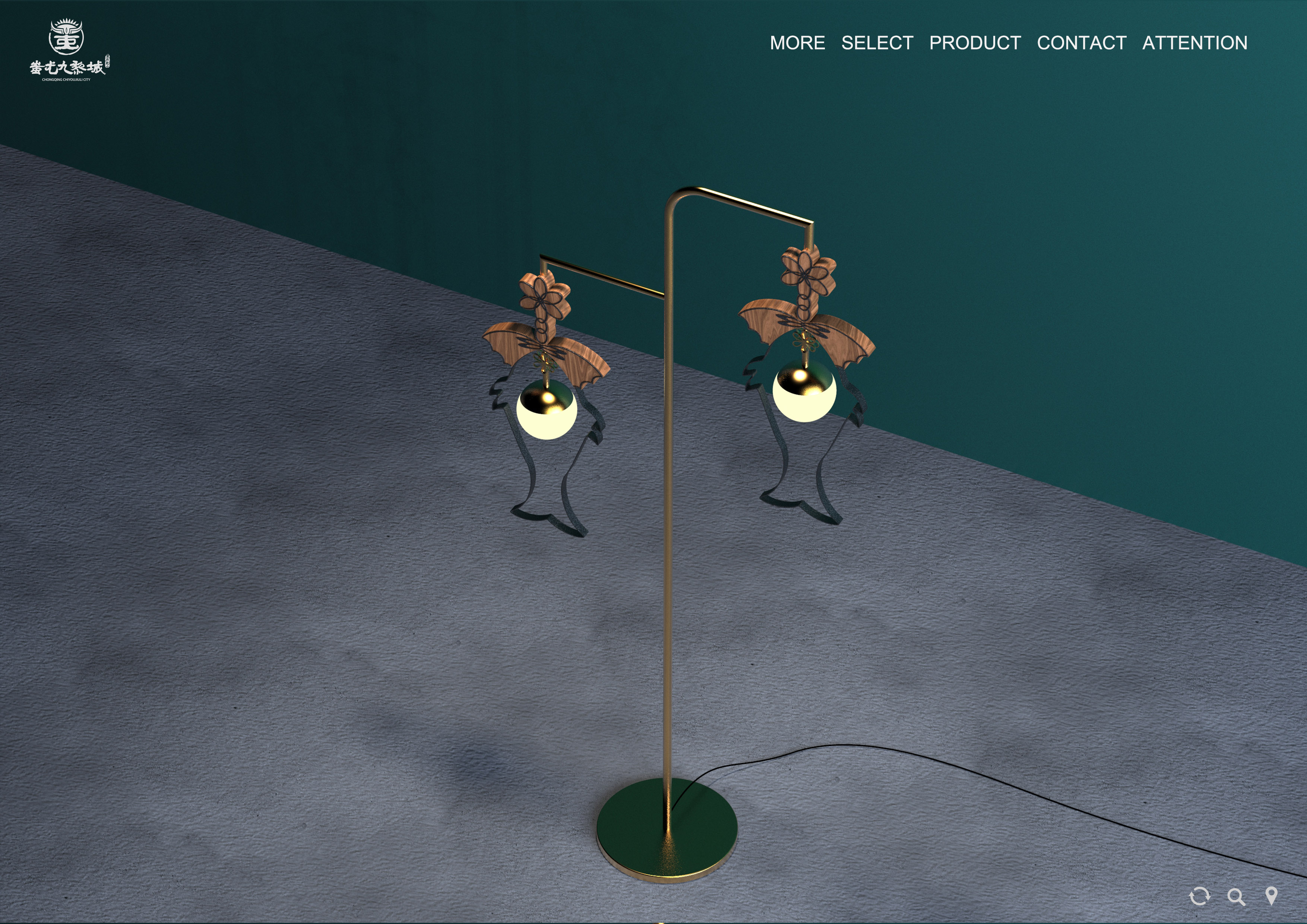 Floor lamp，Atmosphere lamp，Miao elements，fish patterns，Iron art，Simplicity，