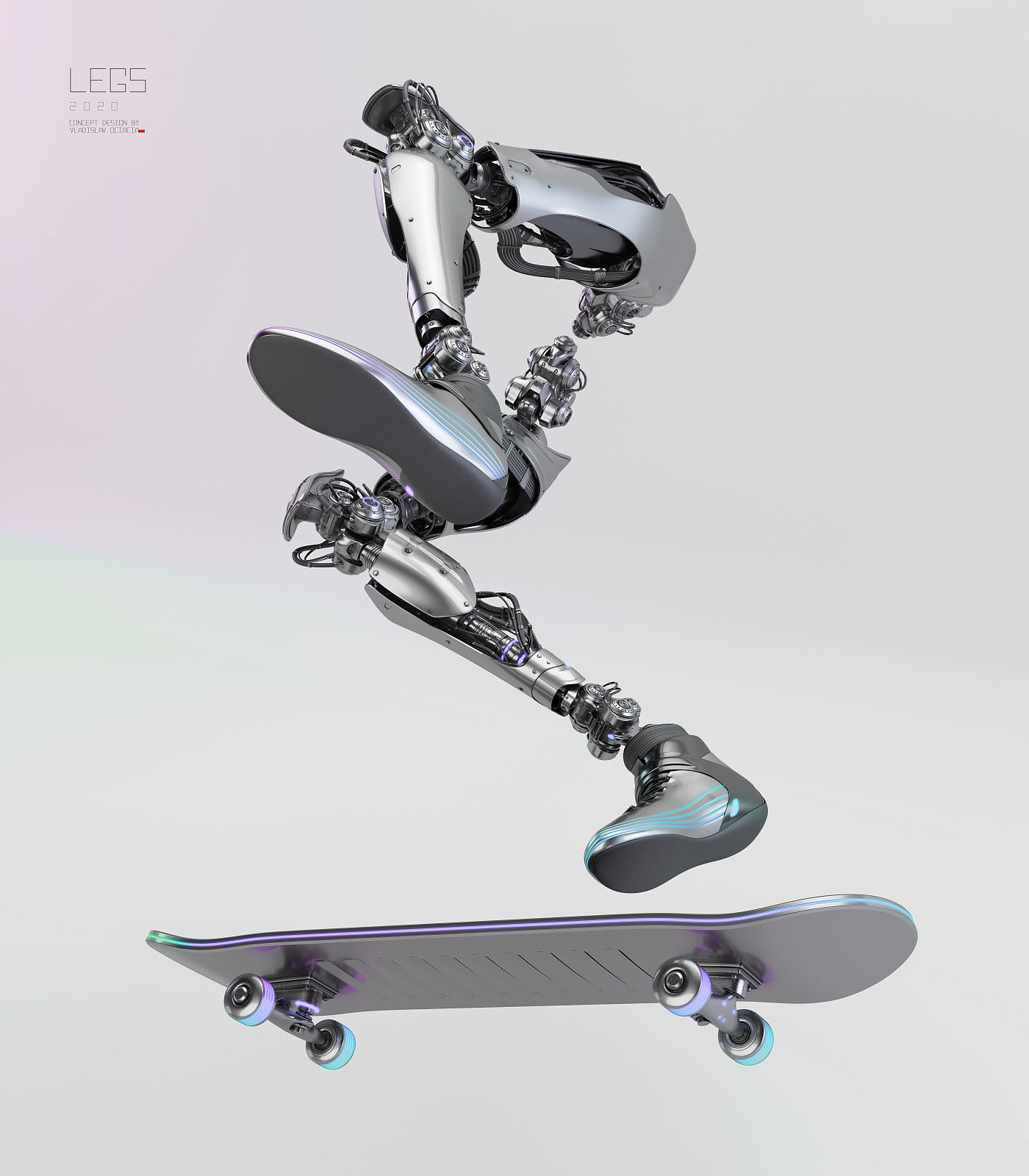 机器人，腿，滑板，酷，