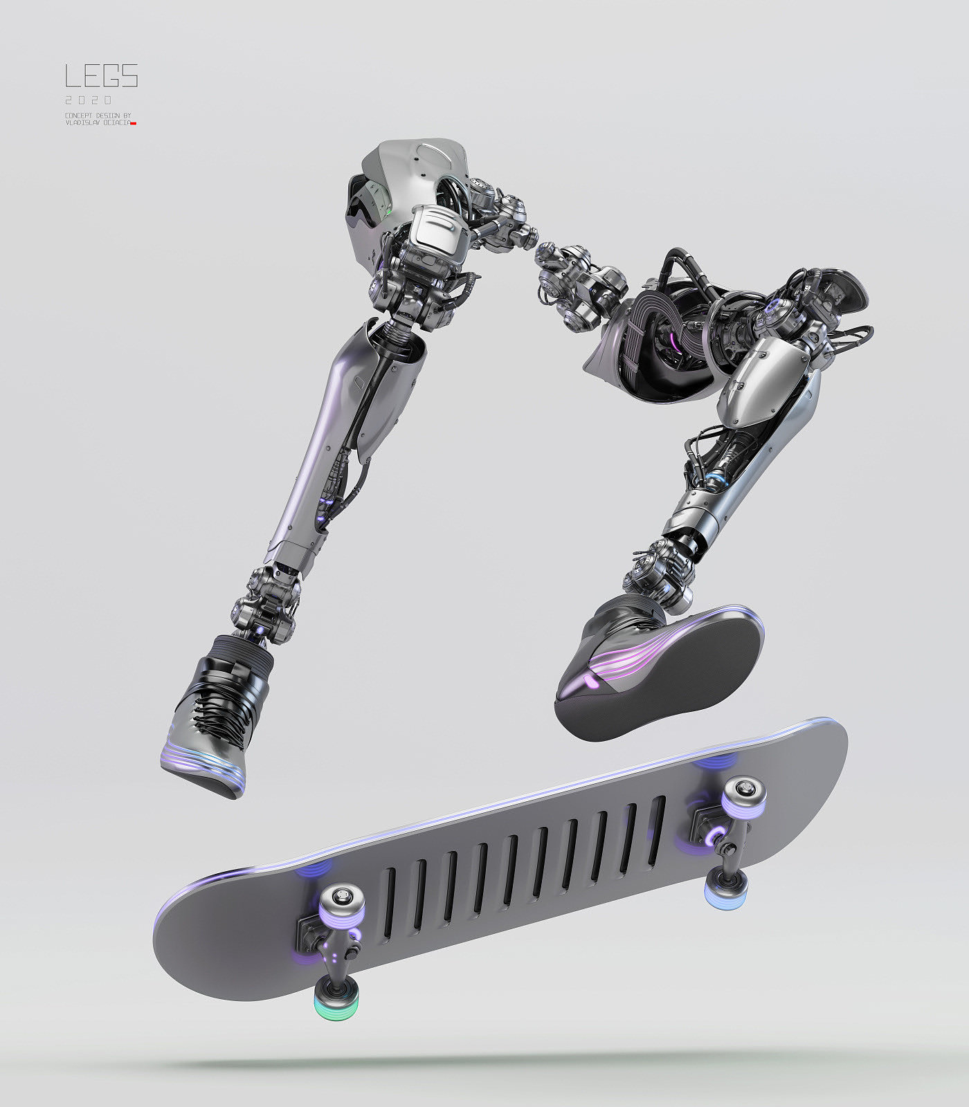 机器人，腿，滑板，酷，