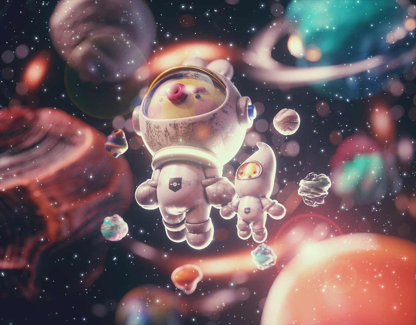 宇宙，插图，c4d，可爱，