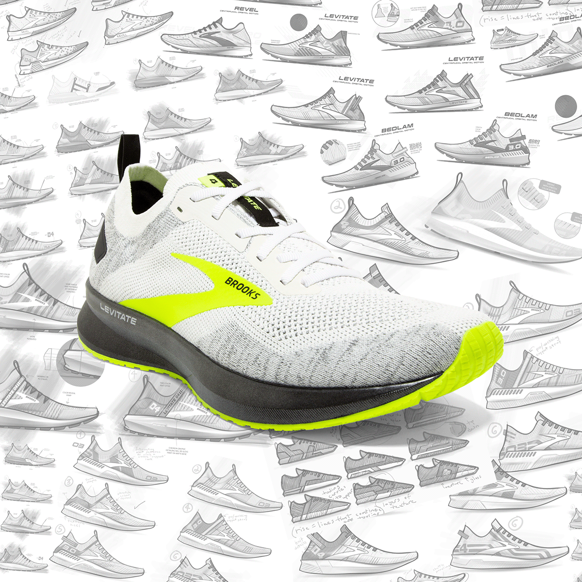 sneakers，Brooks Running，Hand drawn，knitting，