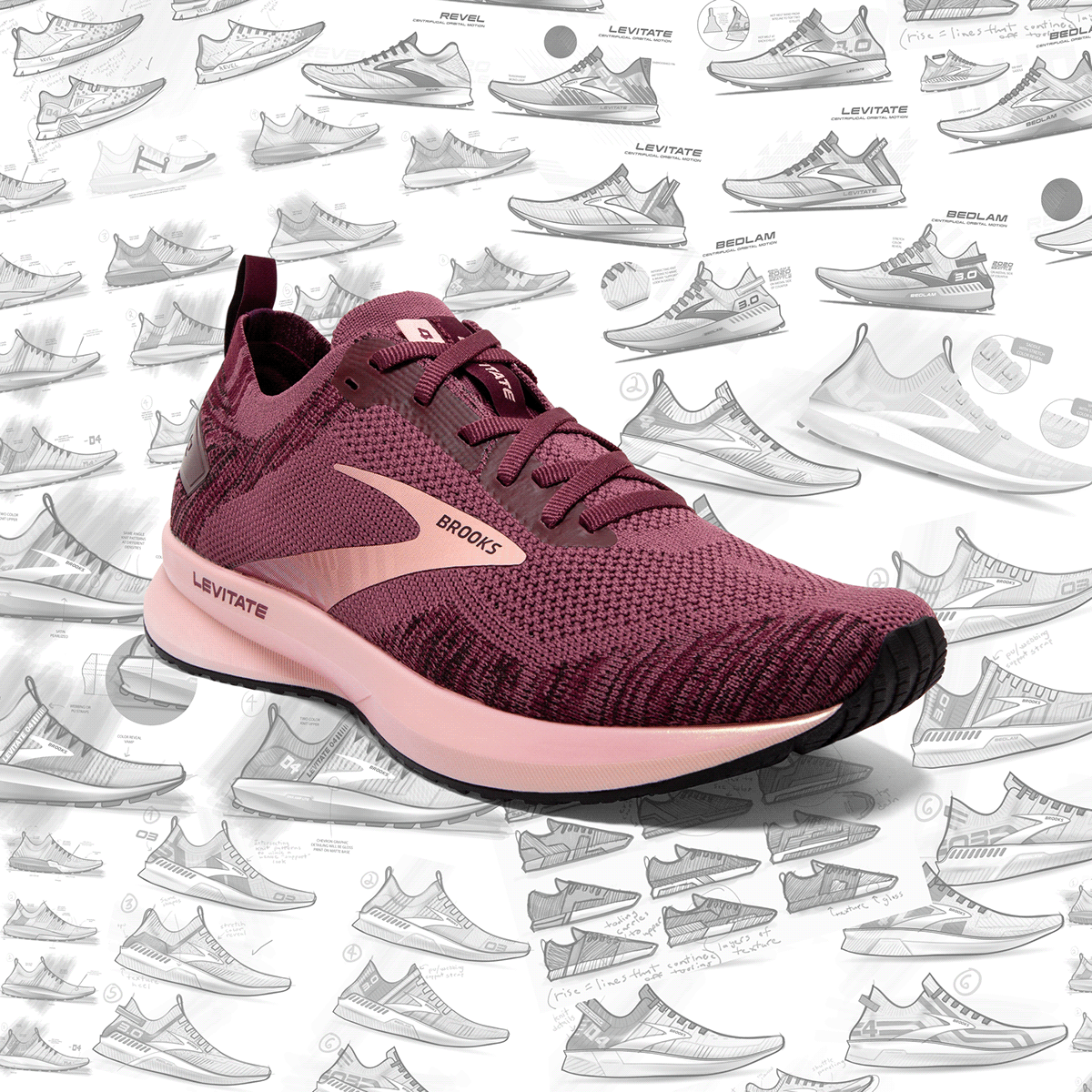 sneakers，Brooks Running，Hand drawn，knitting，