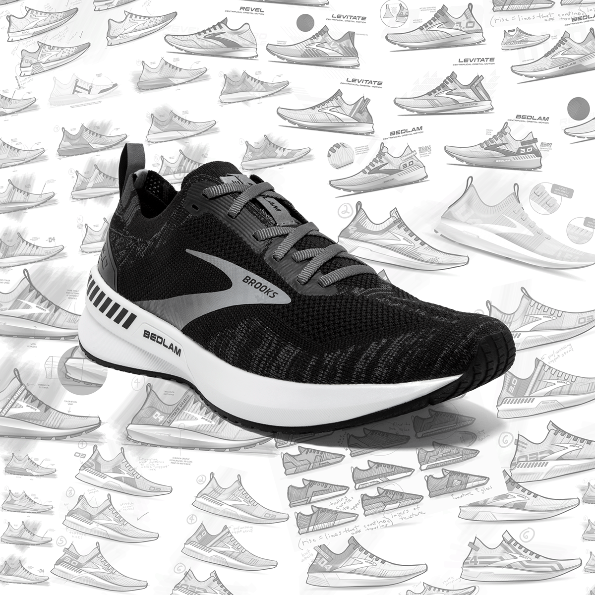 sneakers，Brooks Running，Hand drawn，knitting，