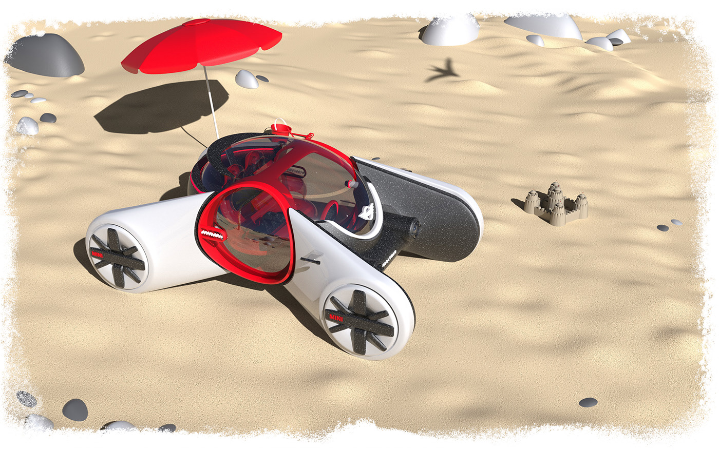 vehicle，sandy beach，summer，Small，