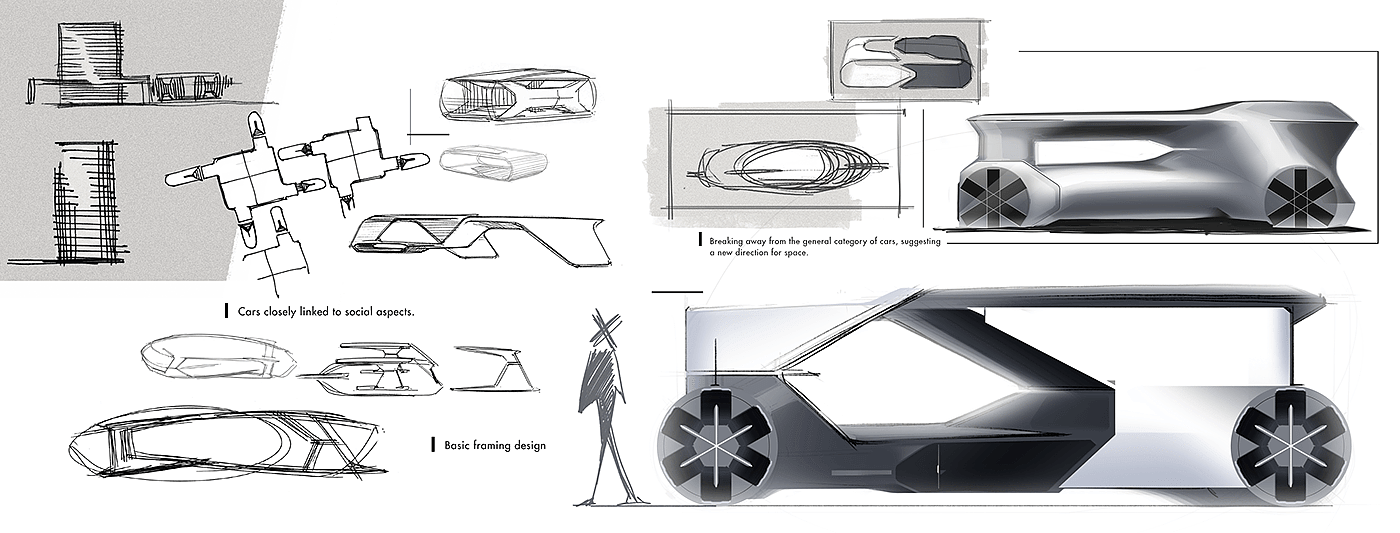 Renault Pantheon，汽车设计，手绘，