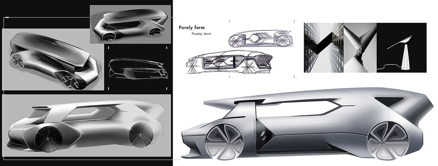 Renault Pantheon，汽车设计，手绘，