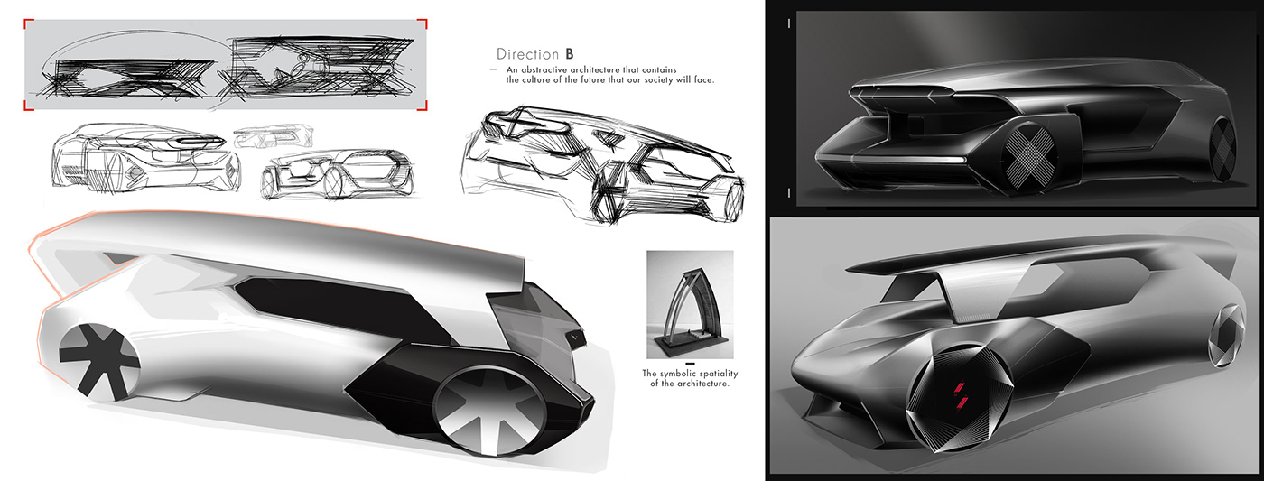 Renault Pantheon，Automobile design，Hand drawn，