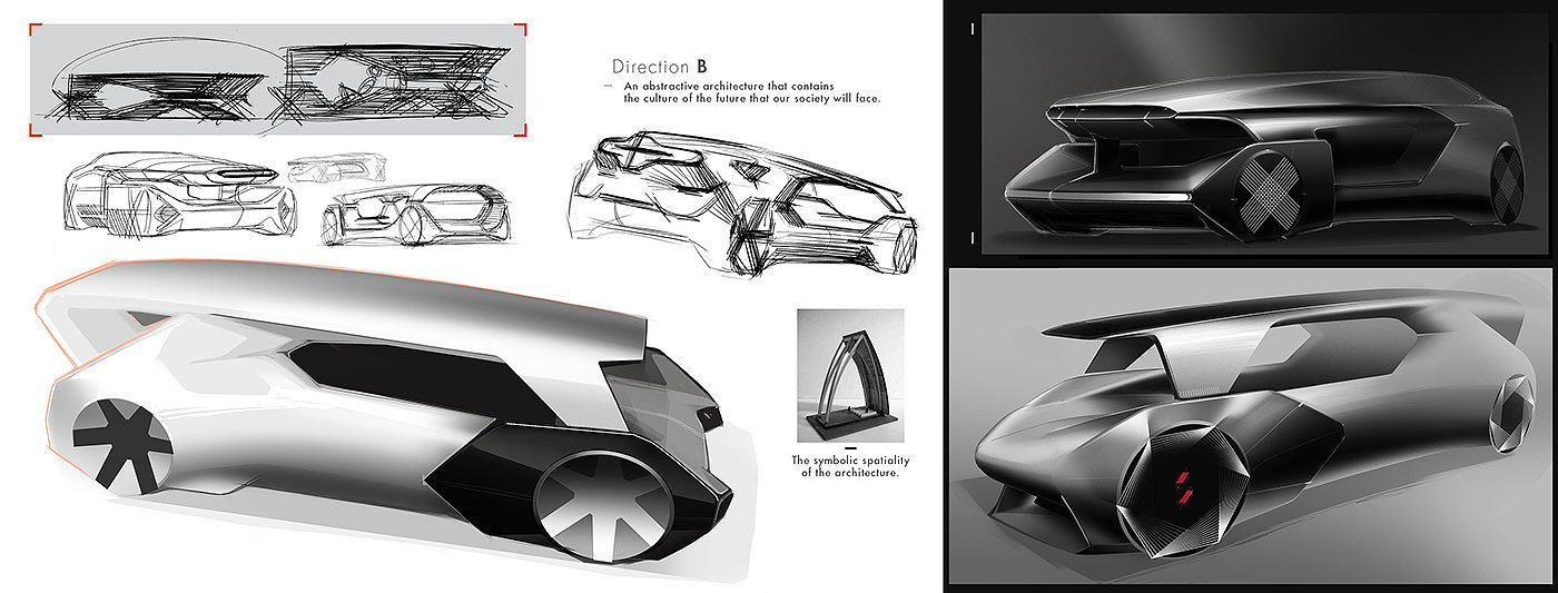 Renault Pantheon，Automobile design，Hand drawn，