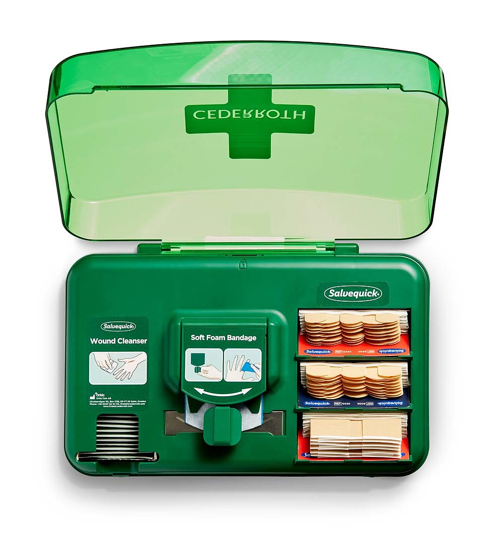 2020 red dot product design award，Wound care，distributor，green，First aid kit，medical box，