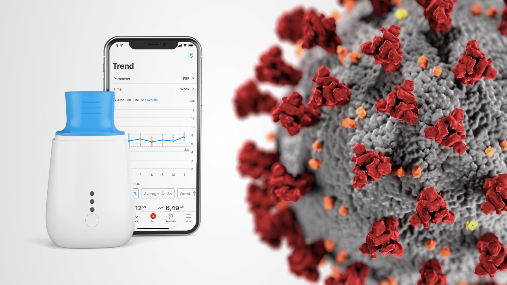 2020 red dot product design award，Personal Spirohome，ultrasonic，intelligence，Spirometer，app，lungs，