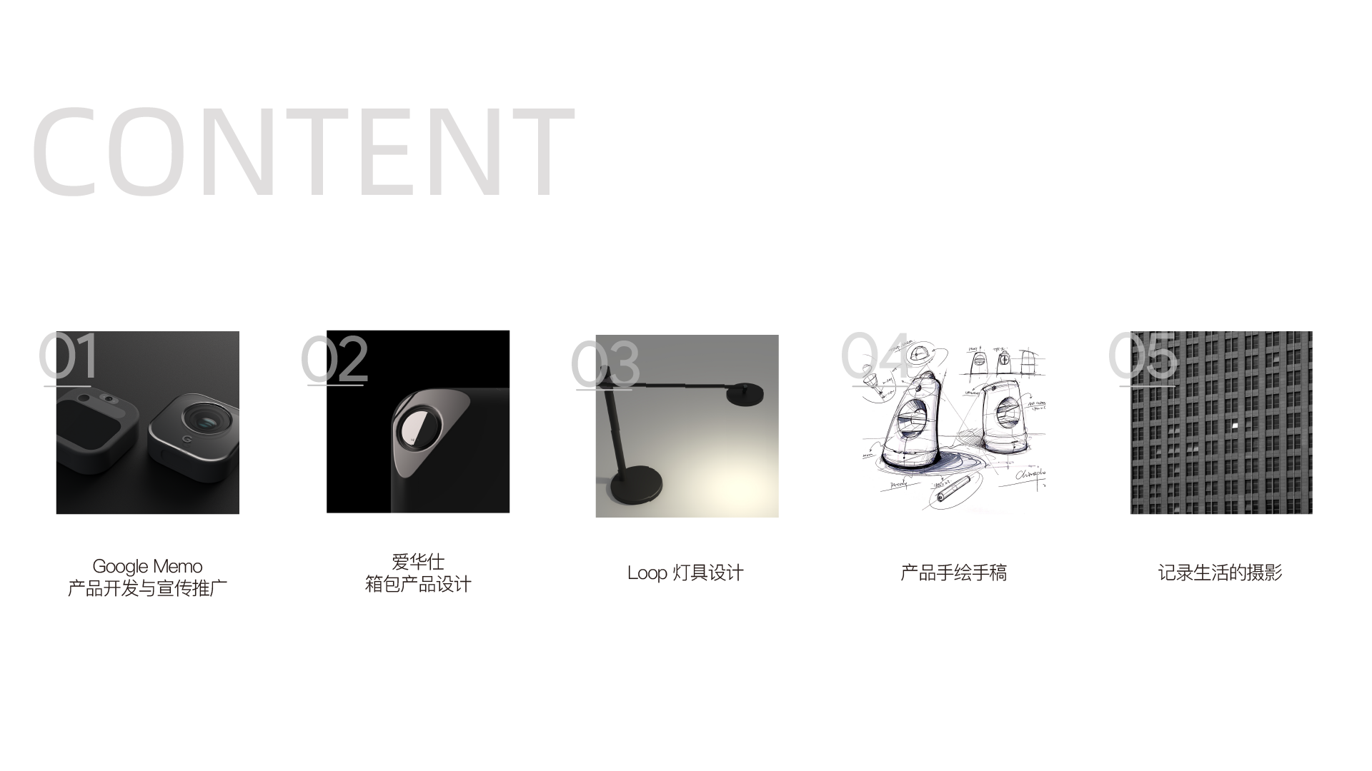 industrial design，interactive，camera，trunk，Desk lamp，sample reels，